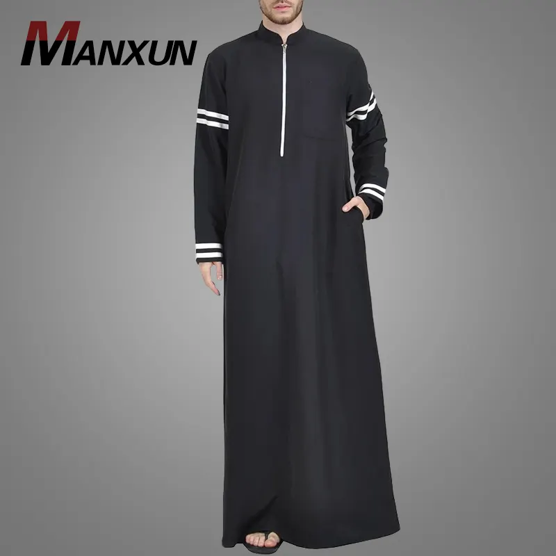 Dishdasha kuesperar estilo thobe uae, peça de manga longa, masculina islâmica, thawb, com zíper