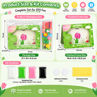 Kit d'artisanat en argile séchant à l'air écologique, fleur de tulipe 3D, cadre photo en papier 3D, ensemble de jouets éducatifs DIY