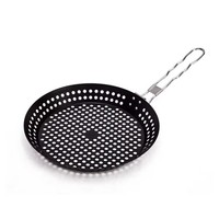 Plaque de cuisson pliable pour barbecue avec trous pour griller le poulet, design rond noir pour cuisinières à gaz et à induction et utilisation en extérieur