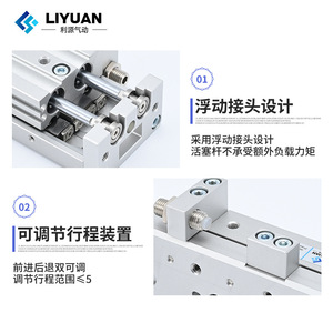 Cilindro de mesa deslizante de precisión Liyuan Guide Rail HSLMSX con cuerpo de aluminio, alta capacidad de carga y funcionamiento silencioso - Product Image 4