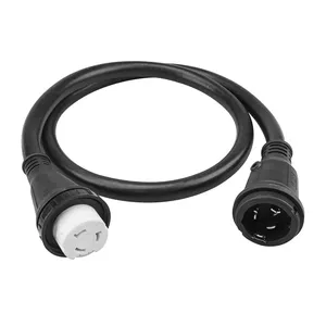 Marine Shore Power Cord 50 Amp 125/250 Volt 4 Wires 4 Prong with Threaded Ring 50 Feet ETL Certified