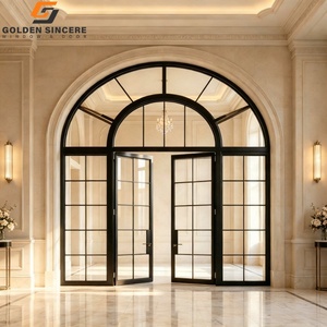 GS Arched Crittall Style Door Aluminium Alloy Double <b>Swing</b> Glass Doors Exterior French <b>Patio</b> Door - Product Image 6