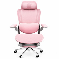 Chaise de bureau ergonomique en maille pour femmes, fonction inclinable, accoudoirs rabattables, hauteur réglable, base à cinq étoiles, pieds en acier, minimaliste
