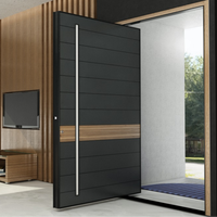 Porte pivotante d'entrée principale en bois massif de teck de grande taille pour villa de style américain moderne