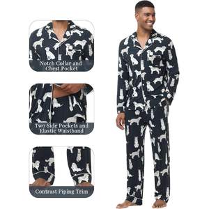 Pijamas Personalizados con Estampado Completo para Hombre, Talla Grande, Conjuntos de Pijamas, Ropa de Dormir de Manga Larga para Hombre, Conjuntos de Salón - Product Image 4