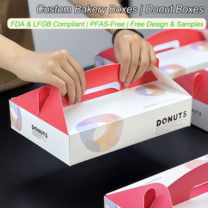 Caja para <span class=keywords><strong>Donuts</strong></span> Personalizada de 6 Piezas con Asa, de Cartón Blanco Antigrasa de Grado Alimenticio, para Llevar o Regalo - Product Image 1