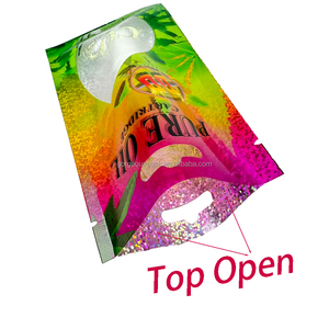 Sacs d'emballage personnalisés imprimés holographiques pour cosmétiques, avec fermeture éclair holographique, auto-scellants sur 3 côtés, petits sacs en Mylar avec fenêtre transparente - Product Image 5