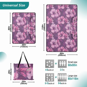60X80in Washable Extra <b>Large</b> Hawaii Hibiscus Outdoor Blanket Waterproof Foldable Camping <b>Mat</b> Blankets Picnic Bag for Beach - Product Image 3