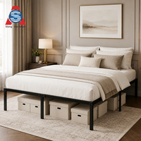 Cadre de lit double king size de luxe en fer pliable en forme de H avec tête de lit haute, design moderne, mobilier de chambre à coucher