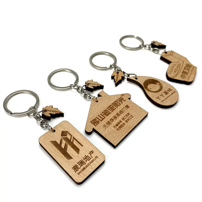 Porte-clés en bois, breloques, gravure personnalisée, logo vierge, porte-clés, petit porte-clés en bois, pendentif, cadeau, souvenir, porte-clés drôle