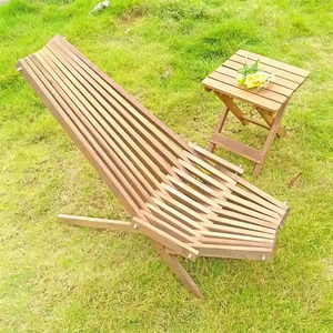 Set di Mobili da Esterno per Giardino, Patio, Balcone, Sdraio, Tavolino da Tè, Sedia Pieghevole in Legno Massello per Terrazza - Product Image 2