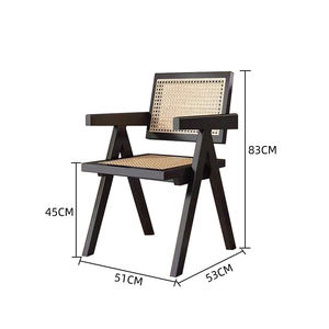 Chaise de salle à manger en bois massif avec accoudoir de style antique chaise de loisirs en rotin simple et moderne pour la maison ou le café meubles de maison - Product Image 6