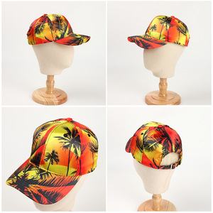 Gorra de béisbol para mujer con estampado de palmeras tropicales, transpirable, impermeable, de satén, para protección solar en la playa, para uso al aire libre - Product Image 3