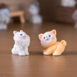 Figurine de chien floqué mignonne, <span class=keywords><strong>mini</strong></span> ornement de chiot pour micro-paysage et cadeau adorable - Product Image 4