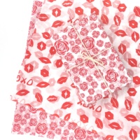 Desain Kertas Pembungkus Kado Valentine yang Dipersonalisasi, Tahan Air, Motif Hati Cinta Bibir Merah