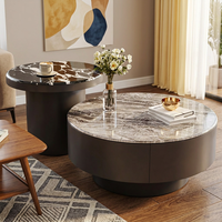 Table basse moderne de style italien, légère et luxueuse, minimaliste, avec plateau en verre, réglable, en pierre, petite taille, pour salon