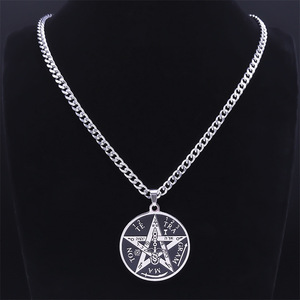 Pendentif en acier inoxydable Star Solomon Seal Kabbalah pour hommes et femmes, collier en acier titane, bijoux - Product Image 3