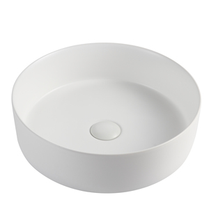 <span class=keywords><strong>Lavabo</strong></span> de Cerámica <span class=keywords><strong>Circular</strong></span> Minimalista Rosa Pastel con Borde Delgado para Encimera, con Válvula de Desagüe Automática de Cerámica y Borde Liso para el Hogar - Product Image 5