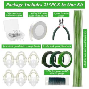 Kit Floral DIY para Boda con Logotipo Personalizado, Alambre Verde, Alfileres, Cinta, Alicates, Perlas, Soporte para Corsage de Muñeca, Set de Suministros Nupciales Reutilizables - Product Image 4