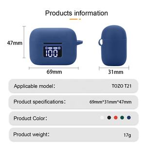 Nouvelle coque en silicone pour écouteurs <span class=keywords><strong>TOZO</strong></span> T21, étui de protection anti-chute robuste, étui pour écouteurs avec porte-clés - Product Image 2