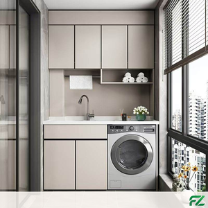 Mueble de Baño Moderno de Aleación de Aluminio Ecológico con Gran Capacidad de Almacenamiento, Lavadora Integrada y Lavabo Doble - Product Image 4