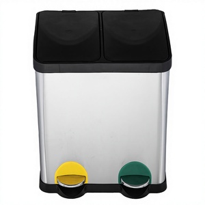 SVITA T2X24 <span class=keywords><strong>Cubo</strong></span> de <span class=keywords><strong>Basura</strong></span> con Pedal de Acero Inoxidable 48 Litros Plateado 2 x 24L Contenedores con Pedal para <span class=keywords><strong>Cocina</strong></span> Separación de Residuos con Tapas y Cajones - Product Image 2