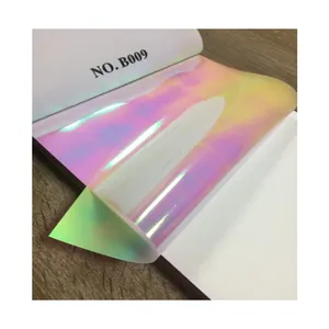 Colorful polarized PET Adhesive Solar Contral Dichroic Film Flash Holograhpic PET Rainbow and Iridescent Film for decoration