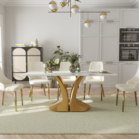 Table à manger rectangulaire en marbre pour 6 personnes, style moderne et luxueux, en pierre frittée, meubles de maison, livraison directe depuis les États-Unis, VOXHOME USA