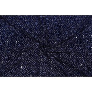 Tissu en velours Triloki noir brodé à motif abstrait, 44 pouces au mètre, pour robes de mariée, artisanat et couture - Product Image 1