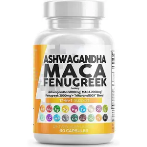 Maca Root Capsules with Ashwagandha Root 17 in 1 Capsules for Stress Mood & Thyroid Health of Mem Women