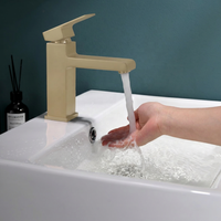 Robinet de lavabo monotrou AOWE moderne en or poli avec capteur tactile, à poser sur le comptoir, avec cartouche céramique et garantie de 5 ans |
