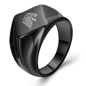 <b>Men's</b> Stainless Steel <b>Ring</b> 18MM Lion Head Laser Engraved Black Gold <b>Silver</b> Color Fashion Jewelry Gift for <b>Men</b> - Product Image 3