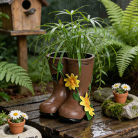 Pot de fleurs créatif en forme de bottes de pluie, pot de fleurs de jardin en forme de bottes, décoration de jardin extérieure