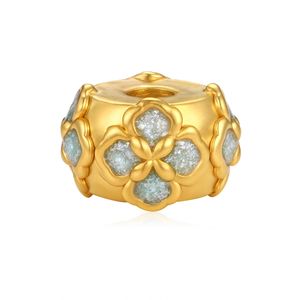 Forme haut de gamme perlée 24K or massif bijoux résultats composants 1.8mm ouverture artisanat ancien paillettes émail ton bleu - Product Image 3