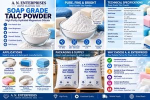 Poudre de talc de qualité savonnerie, silicate de magnésium hydraté haute pureté pour la production de savon, la fabrication de détergents et les produits de nettoyage - Product Image 3