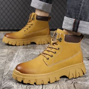 New Arrival Work Boots Trendy Mid-cut Thick-soled Boots for Men - Product Image 4