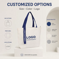 Sac fourre-tout en toile réutilisable et écologique avec logo personnalisé, fermeture éclair, lettres personnalisables, taille flexible, poignée Flexiloop pour le shopping en extérieur