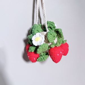 Ciondolo per auto a forma <span class=keywords><strong>di</strong></span> cesto intrecciato a mano, con pianta decorativa finta, novità, regalo - Product Image 5