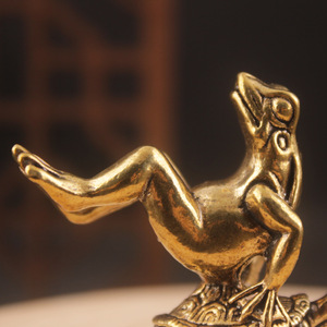 Brûleur d'encens miniature en laiton, sculpture tortue grenouille, fait main, style chinois, décoration pour animal de compagnie de thé - Product Image 4