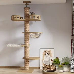 Luxury Cat Ceiling Tree Tower Large Cats Condo Tree Tower Play Furniture Scratcher Cat Climbing Frame Tree