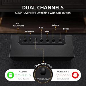 Amplificateur de guitare Lekato 5W rechargeable Bluetooth, amplificateur de guitare électrique, petit amplificateur de basse, noir - Product Image 2
