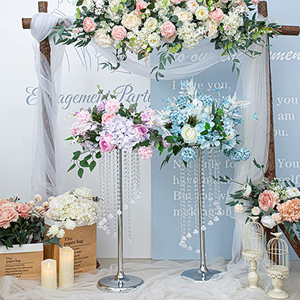 Floreros dorados y plateados <span class=keywords><strong>para</strong></span> mesa de fiesta, centro de mesa de boda <span class=keywords><strong>alto</strong></span>, <span class=keywords><strong>florero</strong></span> de cristal, soporte de <span class=keywords><strong>flores</strong></span> de Metal - Product Image 2