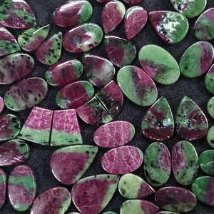 MAHNAJ GEMS Natural Ruby Zoisite Pair Oval Cabochons Polished Flatback Loose Gemstone Lot for Earrings & Jewelry Making , JAIPUR - Product Image 2