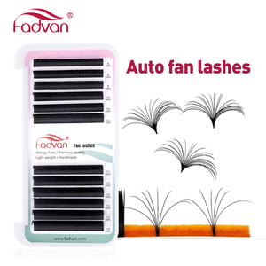 Fácil ventilador de fábrica de alta calidad Etiqueta Privada fácil ventilador Corea Pbt Volumen de seda pronto florece 1 segundo de extensiones de pestañas florecientes - Product Image 1