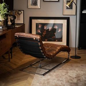 Chaise longue vintage en acier inoxydable, design Oviedo, style <span class=keywords><strong>Le</strong></span> <span class=keywords><strong>Corbusier</strong></span>, en cuir véritable - Product Image 4