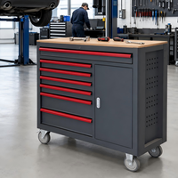 Armoire métallique à roulettes pour garage/atelier, construction en acier laminé à froid, capacité de charge 300 kg, système de verrouillage à clé