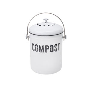 Beyaz renk Dia 18CM 1.3 Gallon mutfak tezgahı kompost <span class=keywords><strong>Bin</strong></span> saplı ve karbon filtre KBR009 - Product Image 1