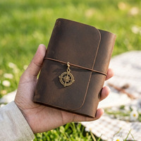 Carnet de voyage à trois volets en cuir véritable, carnet de notes vintage en cuir pour DIY, bloc-notes créatif TN, bloc d'enregistrement gaufré, cadeaux de bienvenue