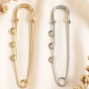 ステンレス製ニッケルメッキ銀色金属製大型安全ピン - Product Image 2