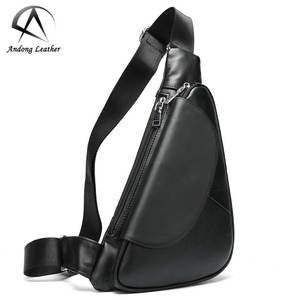 Bolso de Pecho y Hombro de Cuero Vacuno Genuino Suave Andong para Hombre, Bolsos Cruzados, Bolso de Mano Multifuncional para Negocios, Trabajo y Uso Casual - Product Image 1